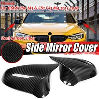 a pair real carbon fiber car door rear view side mirror cover rearview mirror cap replacement for bmw f80 m3 f82 m4 2015 2018