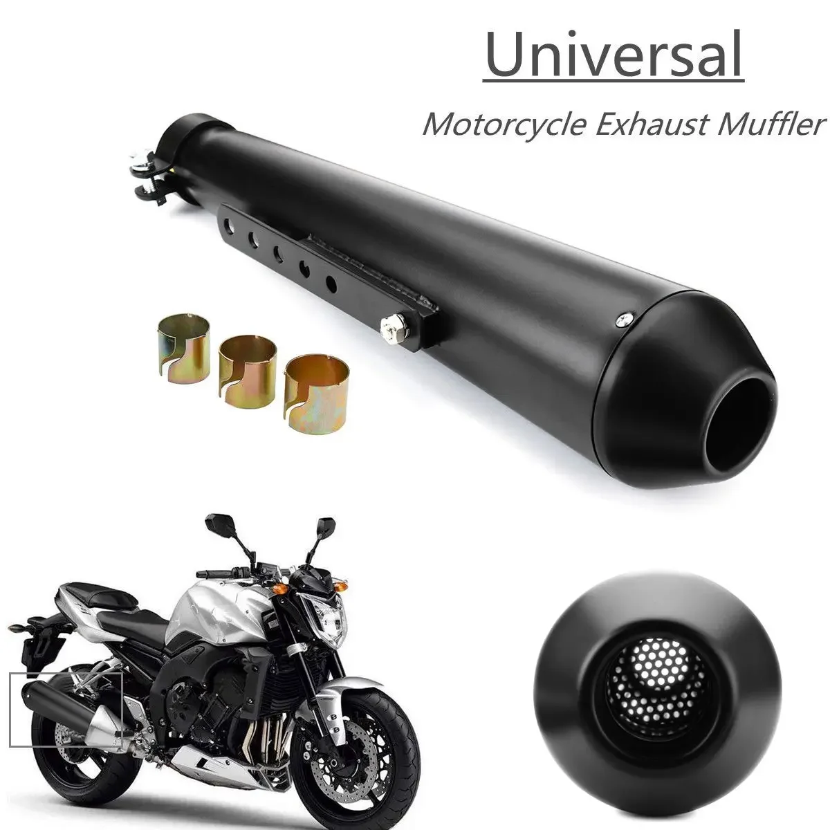 

Мотоциклетные выхлопные глушители Cafe Racer, матовые, черные, серебристые Универсальные выхлопные трубы для глушителя, аксессуары для фототехники