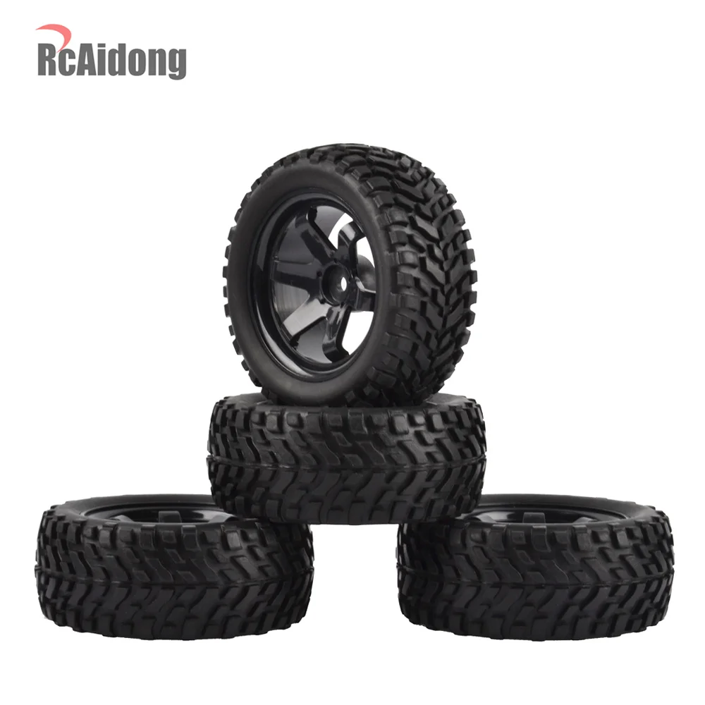 Neumáticos de coche de Rally a control remoto 1:10, neumáticos de goma y llantas para Tamiya HSP HPI Kyosho 4WD 1:10 1:16 RC, coche de carretera