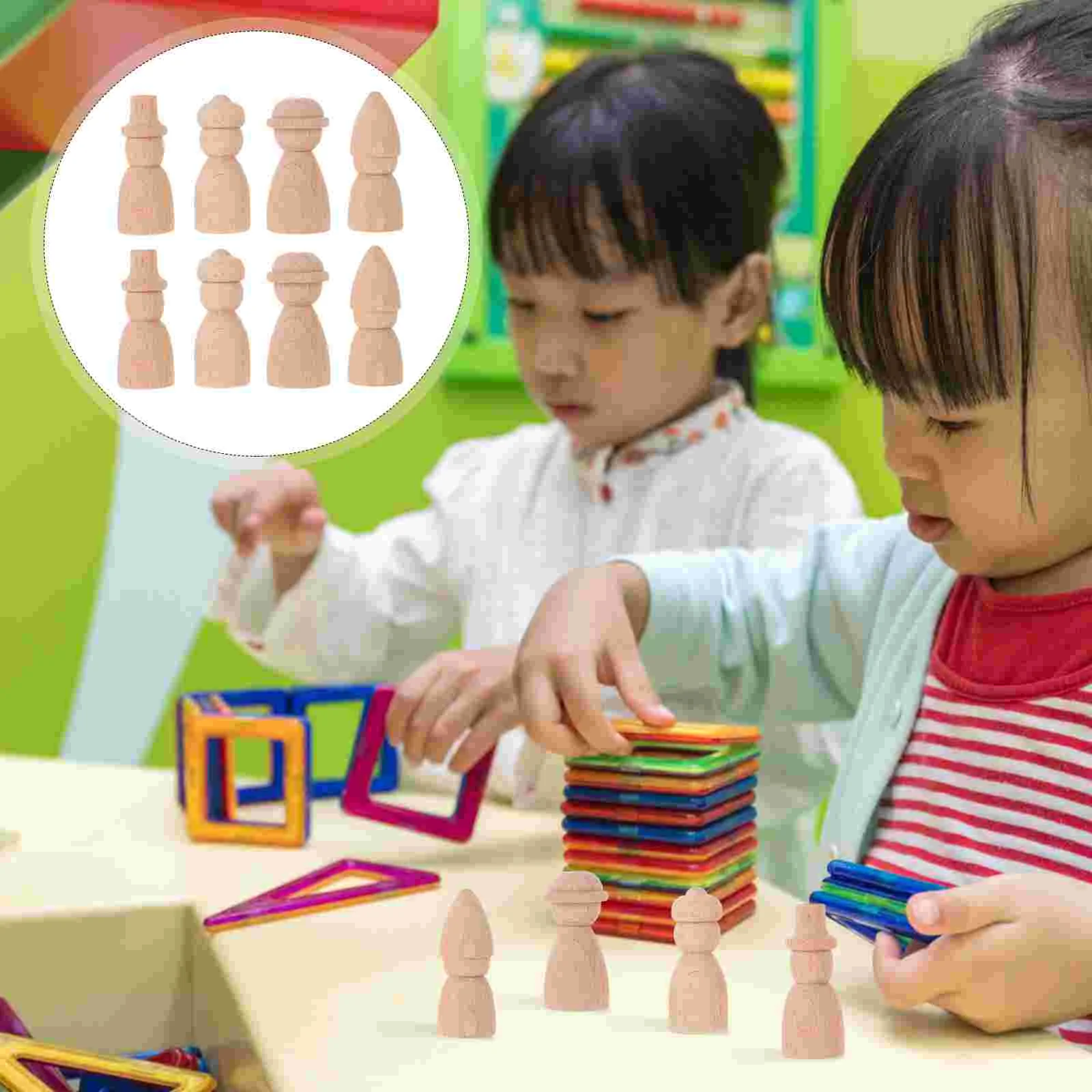

8pcs Children's Block Toy Wooden Panting Building Blocks Kids Educational Toy