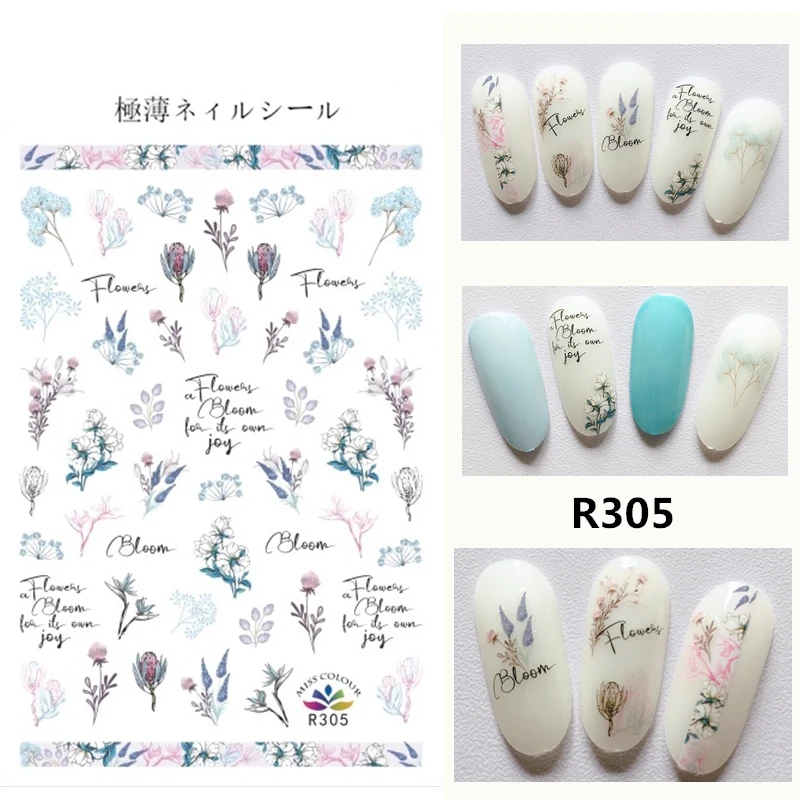 

Florals Designs Nails Art Manicure Back Glue Decal Decorations Design Nail Sticker For Nails Tips Beauty