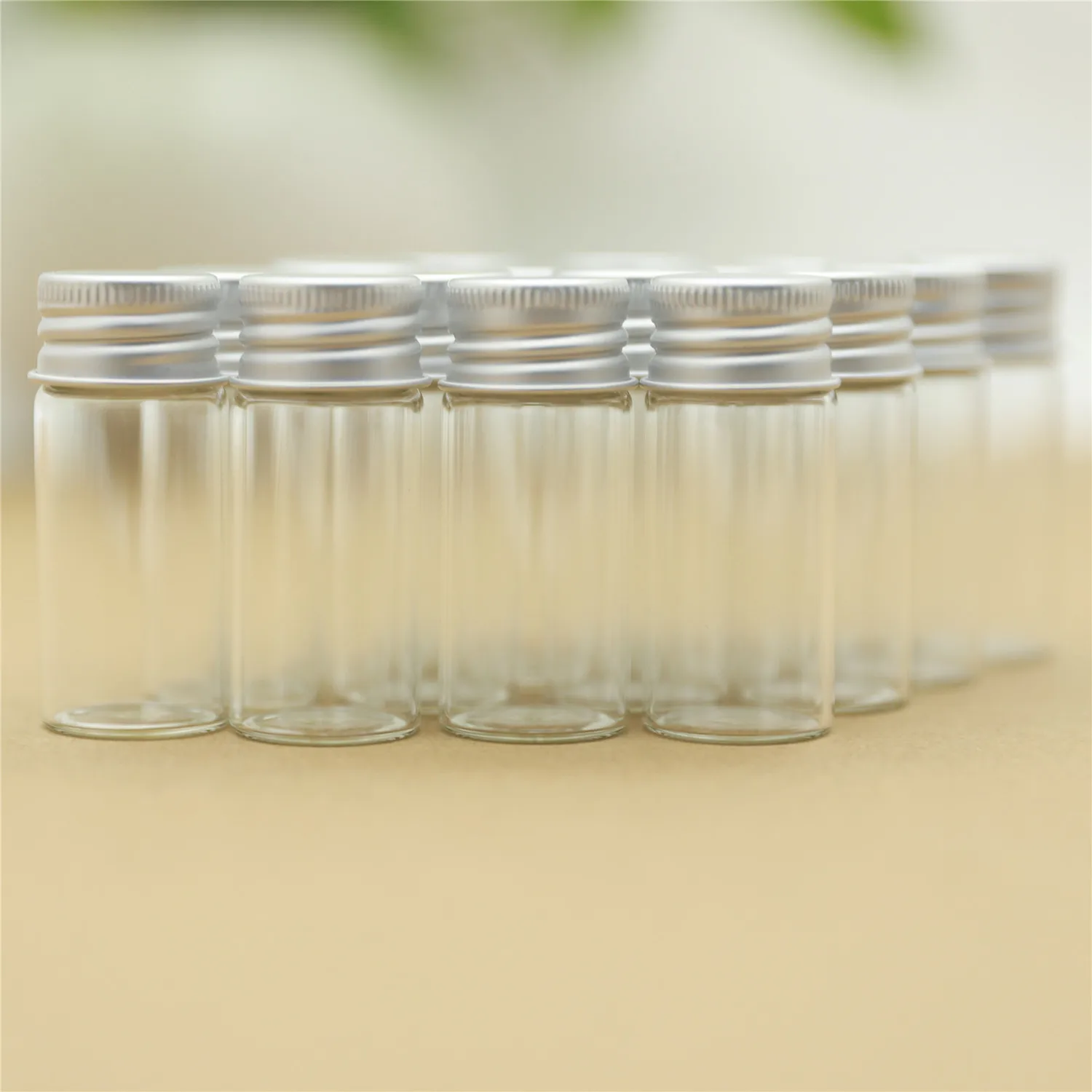 

50pcs 22*50mm 10ml Tiny Glass Bottles Silver Screw Cap Jars Mini Containers Vial storage bottles & jar Small glass