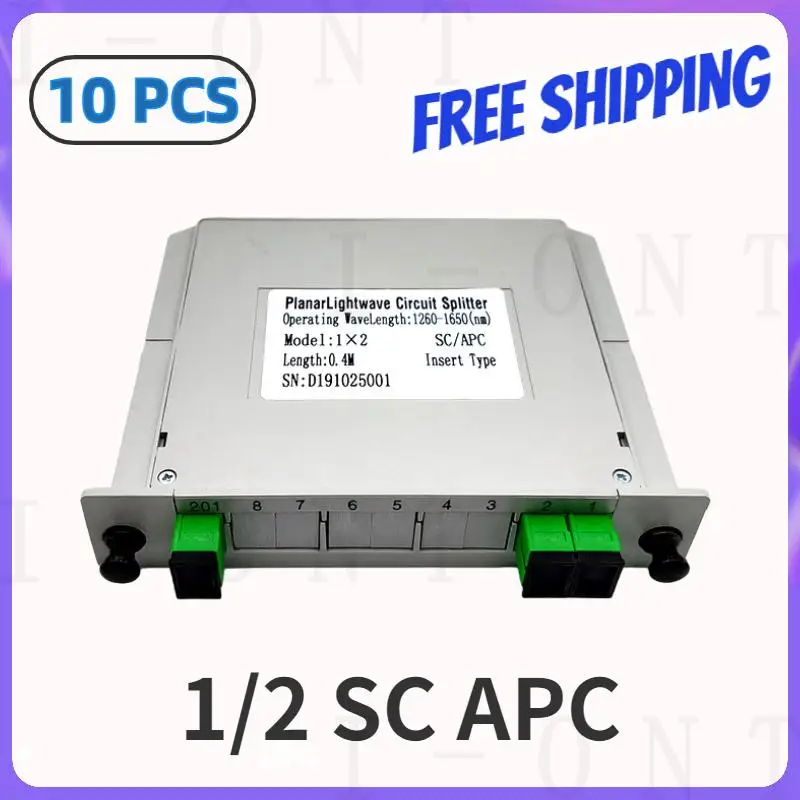 10pcs/lot SC/APC 1X2 Fiber Optic FTTH Cassette Box Optical Coupler SC APC 1X2 Fiber PLC Splitter Cassette