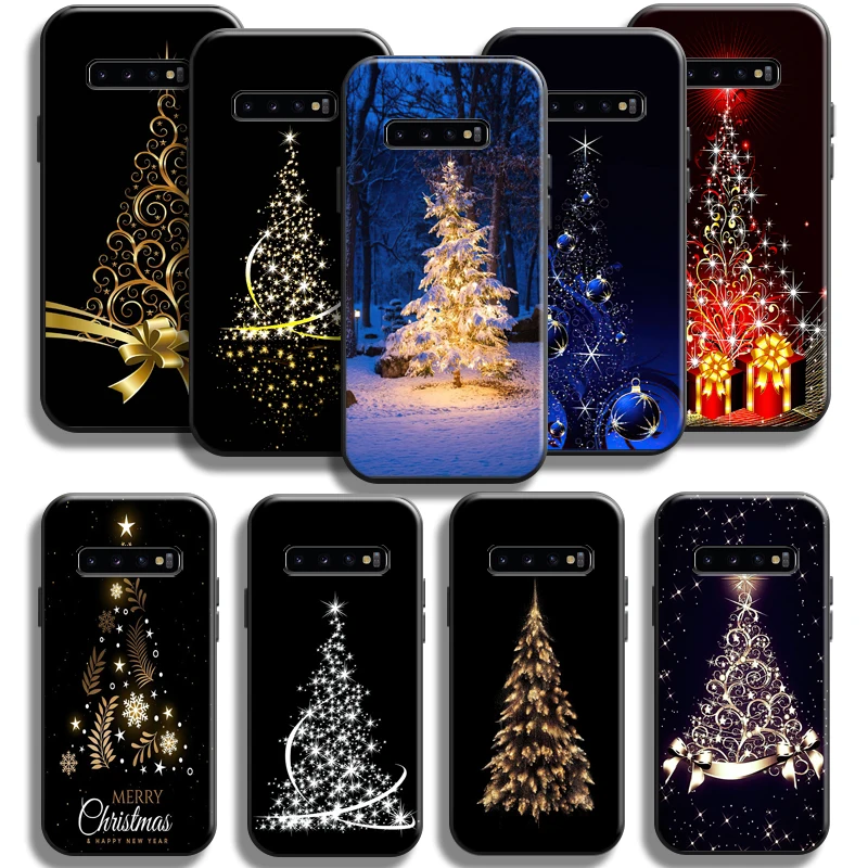 

Merry Christmas Tree Deer Phone Case For Samsung Galaxy S10 5G S10E S10 Lite S10 S9 S8 Plus Coque Soft Carcasa Funda Black