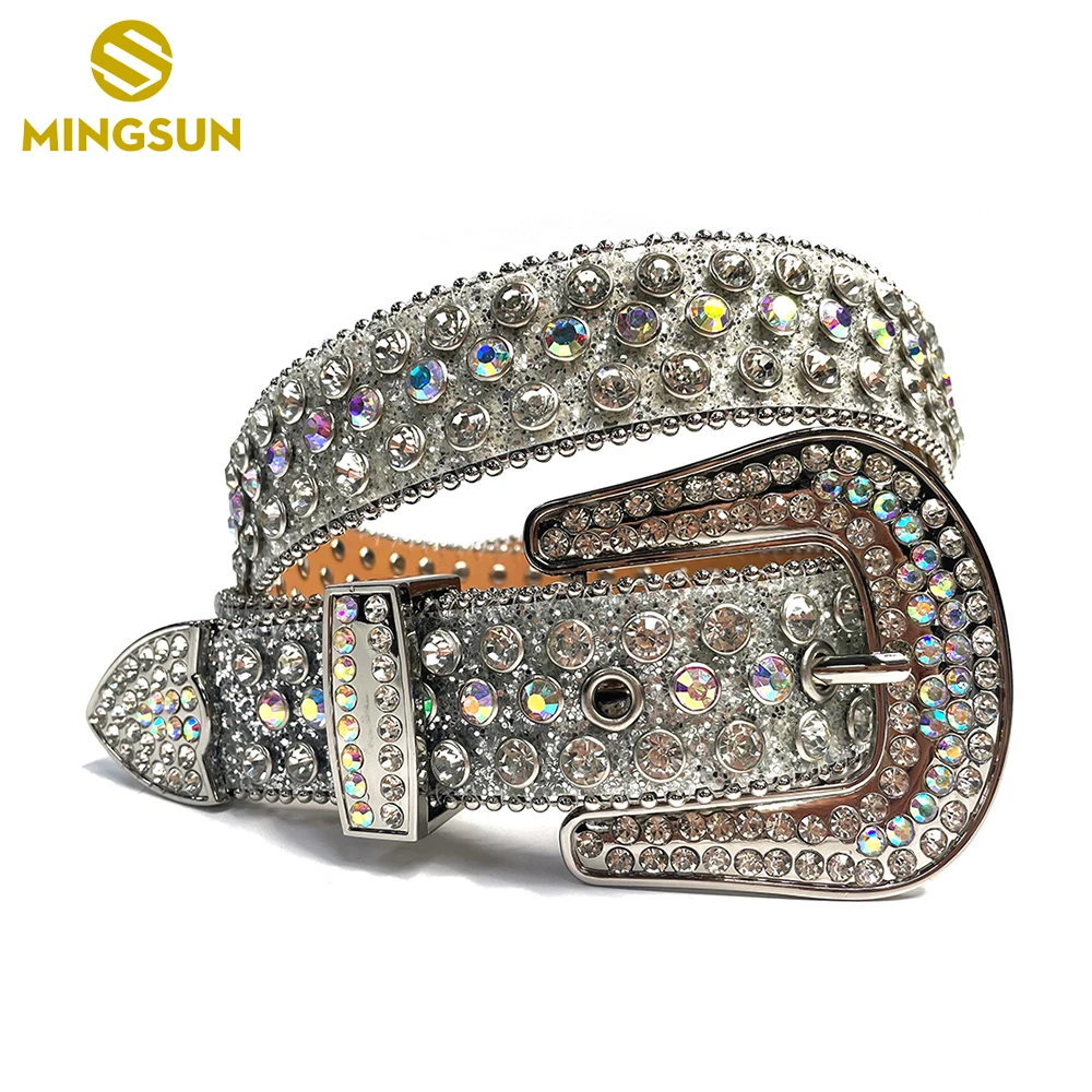 

Hot Sale Rhinestone Belt Western Cowgirl Cowboy Bling Studded Leather Belt for Jeans Pants Western Cinto Shinny Rhinestones Belt