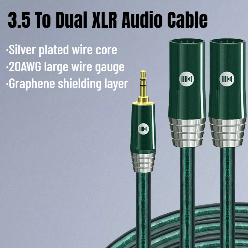 

Silver Plated 3.5mm To Dual XLR AUX Audio Cable Male To Male for Cellphones Computer Connect Mixer Amplifier and Audio System