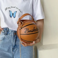 women basketball round pu leather shoulder crossbody bag tote chain satchel