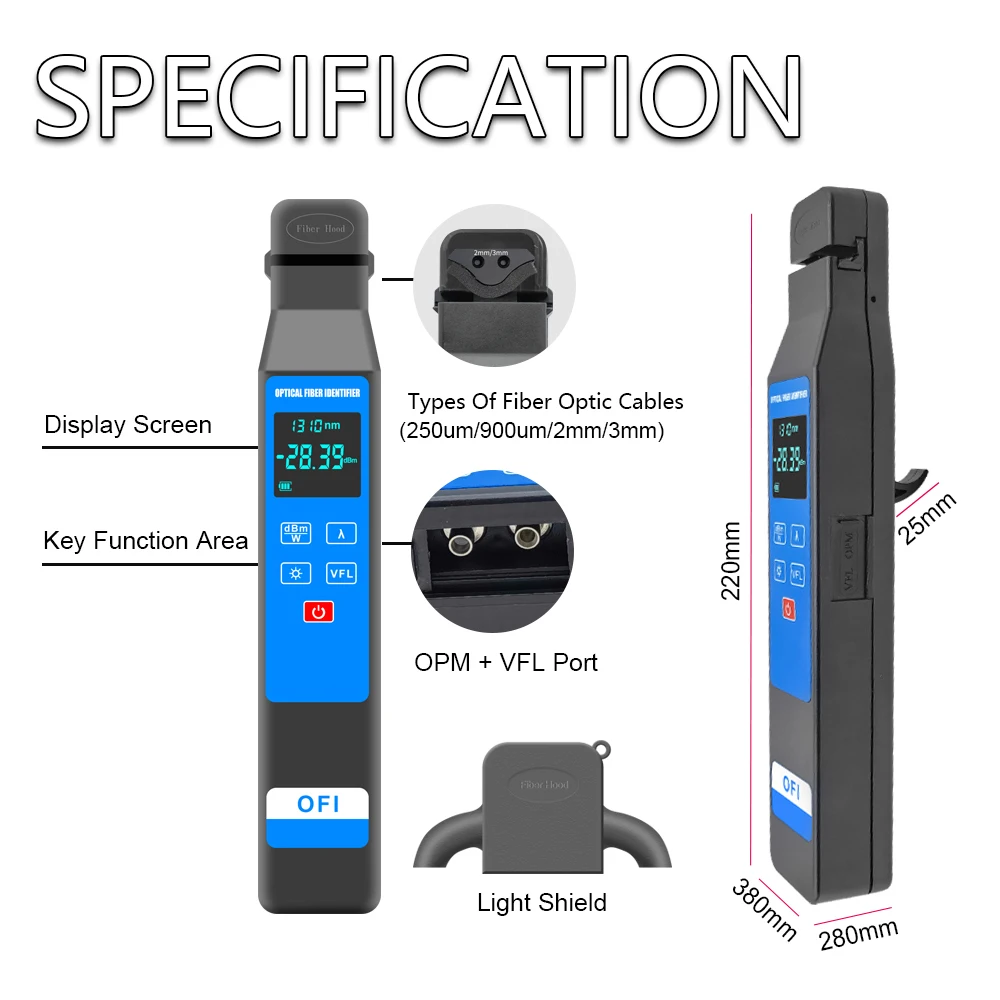 OPTFOCUS Fiber Optical Identifier 10mW Visual Fault Locator Laser Pen -50~+26dB Optic Power Meter Fiber Tester Free Shipping