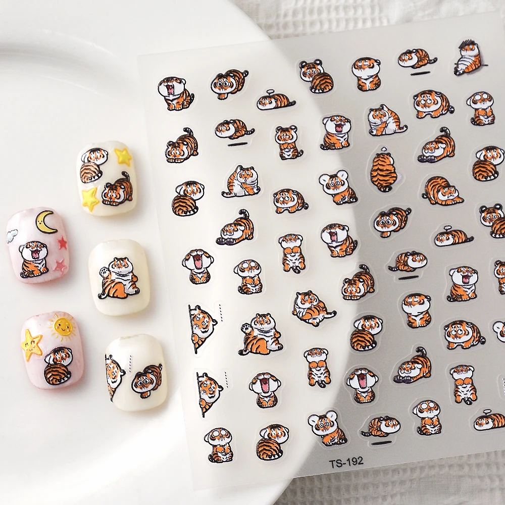 

TS-192 Cute Tigers 5D Nail Stickers Nail Wraps Transfer Sliders Press on Nail Decals Manicure Tips