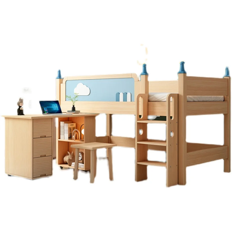 Мебель для спальни детская кровать из цельной древесины односпальная мальчиков