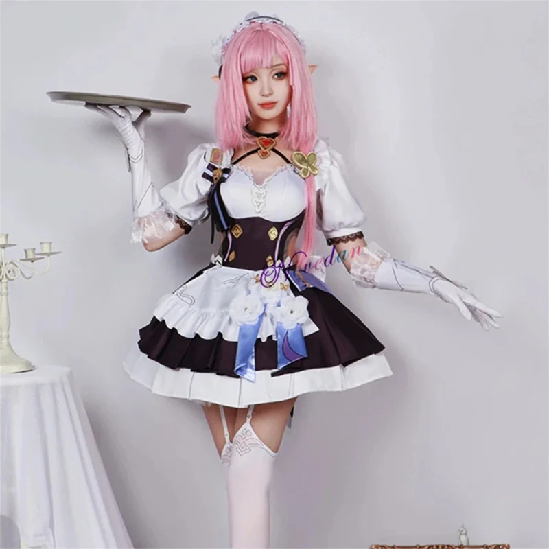 Elysia Honkai Impact 3rd Косплей Наряд Горничной Игра Аниме Мисс Розовый Эльф Платье Обувь