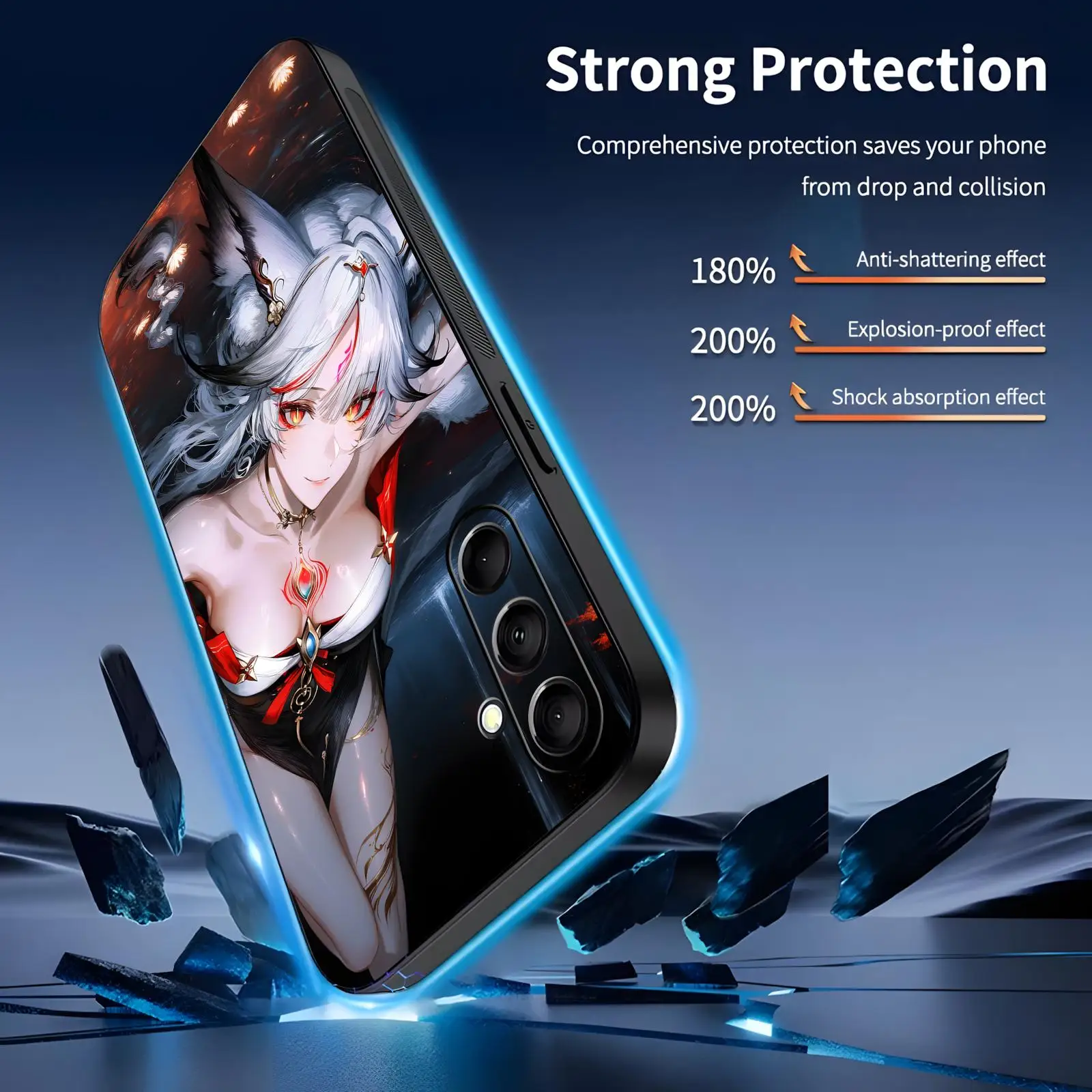 Фото Чехол для телефона Samsung A57 A56 A37 A27 A17 A36 A26 A55 A35 Wuthering Waves Hsin, мягкий черный чехол с защитой от падения №3