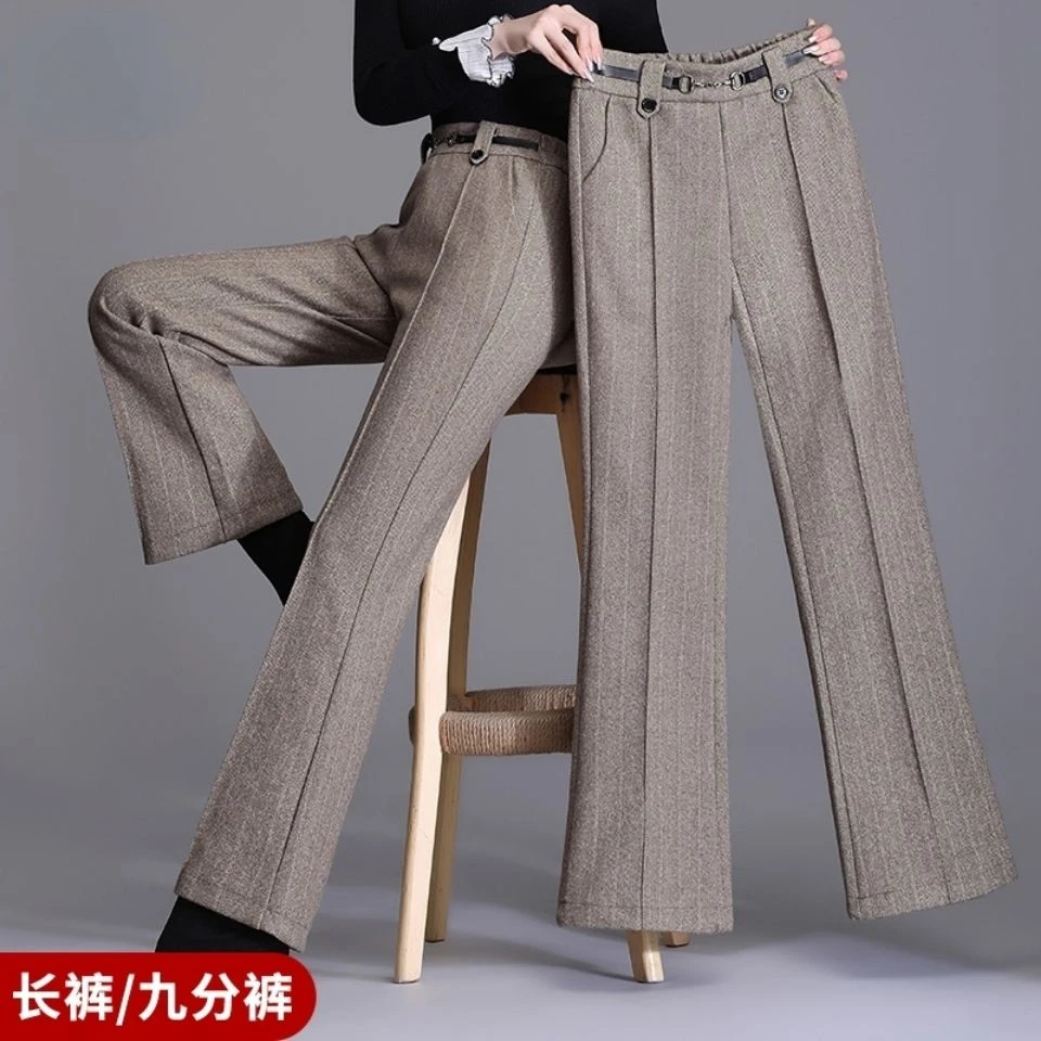 

Fashion Trouser Women Pants 2022 Spring Fall Trousers Style Wool Female Work Suit Pant Women's Elegant Loose Female Trousers Q86