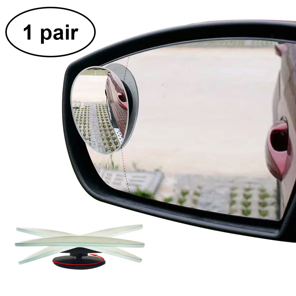 

Pair of Egg Shape Blind Spot Mirrors Frameless 360 Degree Rotate + Sway Adjustabe Glass Convex Wide Angle Rear View Car Stick