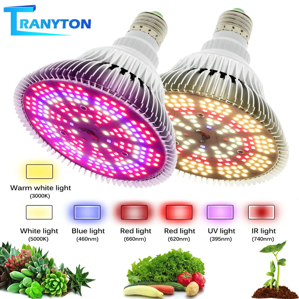 E27 LED Grow Bulb Full Spectrum Phytolamp Seedling Grow Light 250W UV Planting Light for Hydroponic Vegetables Herbs Flowers