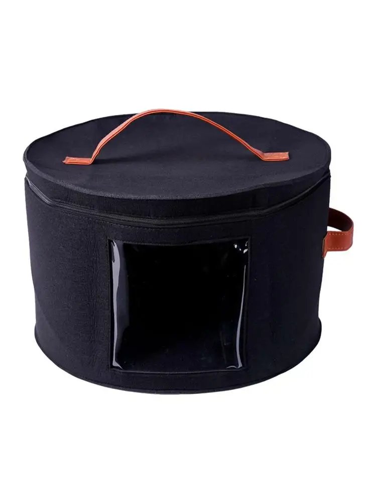 

Felt Round Storage Container Hat Box Folable Household Sundries Clothes Organizer Bag with Dustproof Lid Travel Cloth Box