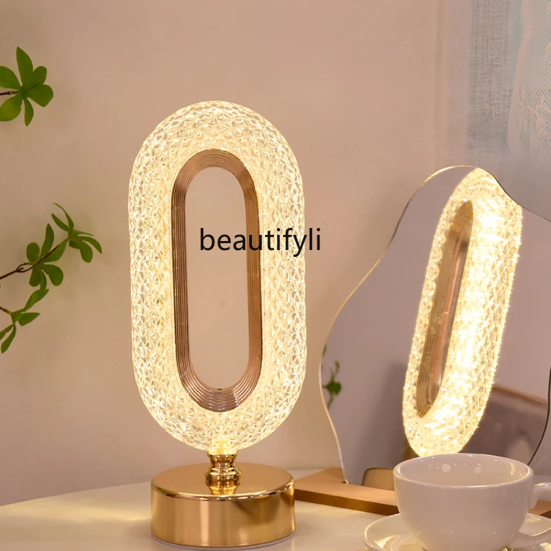 CXH Light Luxury Crystal Lamp Bedroom Bedside Table Lamp Style Girl Warm Wedding Decoration Ambience Light