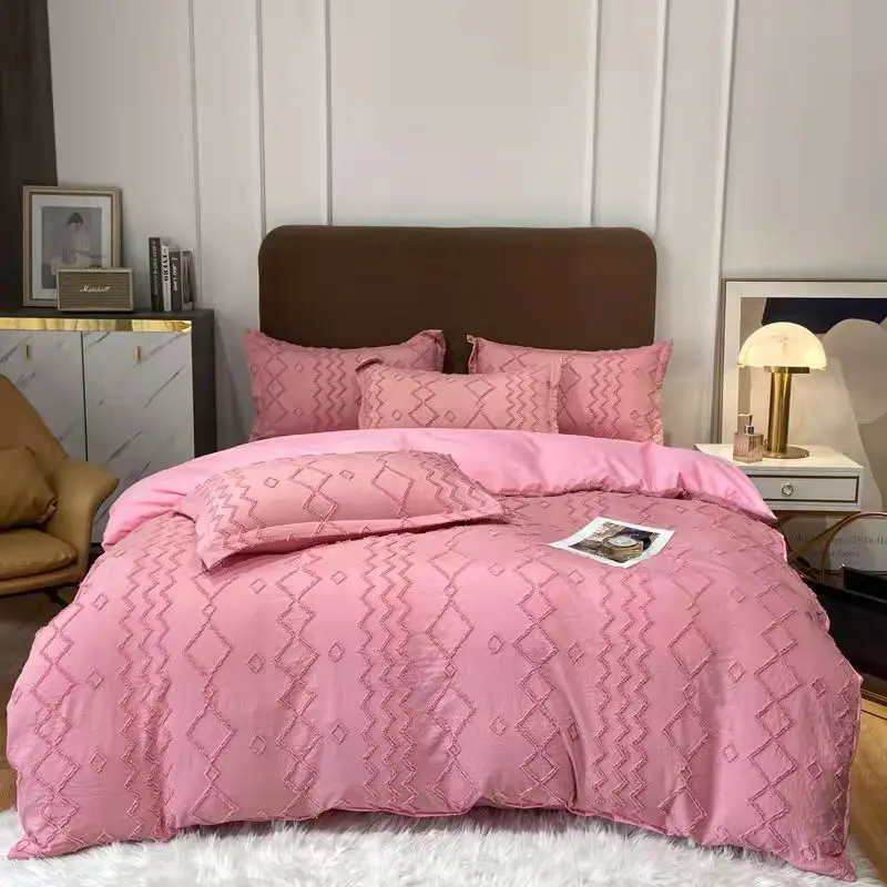

Nordic feng shui washing and cutting flower four-piece set solid color simple student dormitory single double three-piece set
