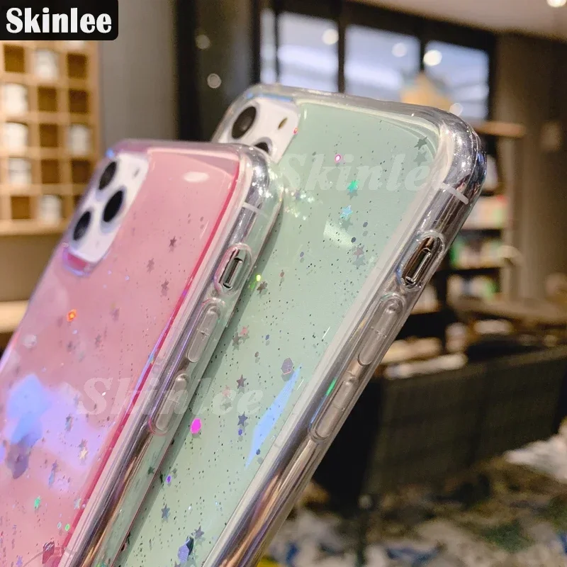 Фото Skinlee ЧЕХОЛ ДЛЯ VIVO V29 5G V30 SE с кольцом, прозрачные блестящие звезды, блестки, силиконовый чехол для V40 SE V30 Lite, противоударный чехол №4