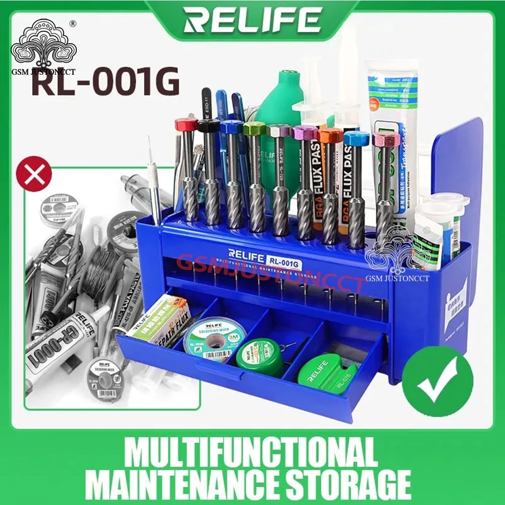

RELIFE RL-001G Large Capacity Convenient Strong Durable Multifunction Storage Box Mobile Phone Repair Tool Classified Storage
