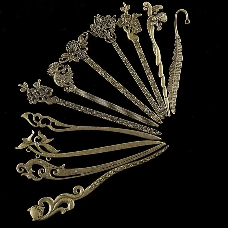 

Vintage Hollow Out Carved Hairpin Metallic Hair Clip Hair Stick Curved Fork Hairpin Hair Accessories Styling Tools For Women