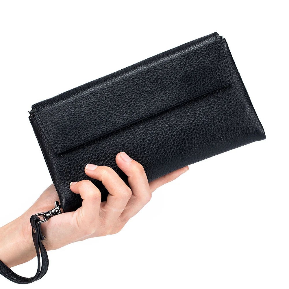 Women Soft Genuine Leather Long Wallet Coin Purse Clutch ID Credit Bank Business Card Holder Phone Pocket Clip For Female