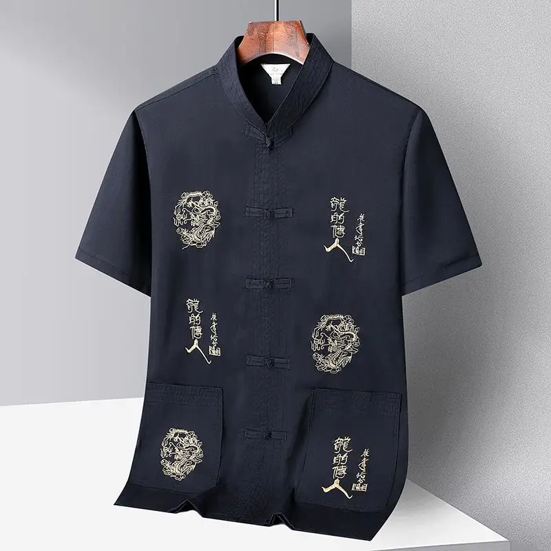 Китайский костюм Тан с воротником-стойкой повседневная одежда Kong Fu мужская