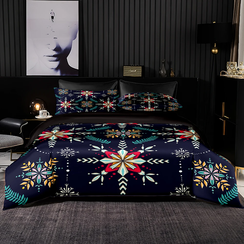 Комплект постельного белья в этническом стиле синее домашнее текстильное