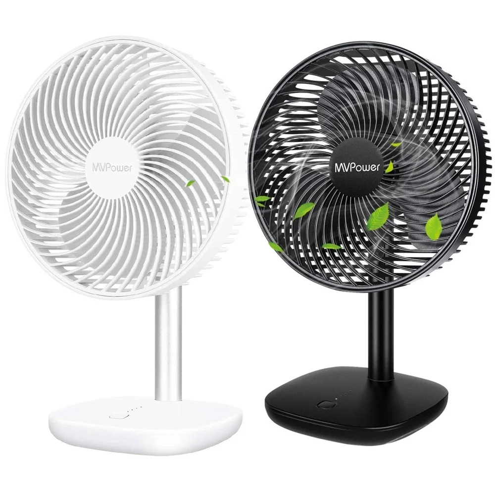 

MVPower Portable Fan Built-in lithium battery 10'' Oscillating USB Desk Fan 4 Speed Silent Portable Home Office Air Cooling