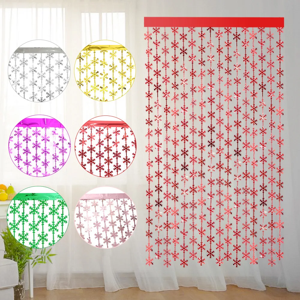 

Christmas New Snowflake Rain Silk Curtain Venue Background Decoration Monochrome Flat Light Rain Silk Door Curtain Hanger