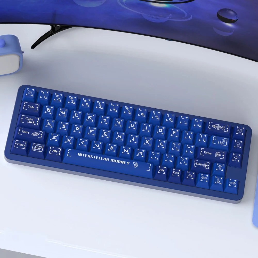 

Колпачки для клавиш Blue Interstellar Journey, колпачки для клавиш с английской раскладкой вишневого профиля, колпачки для сублимационной печати для механической клавиатуры MX Switch GK61 GK67