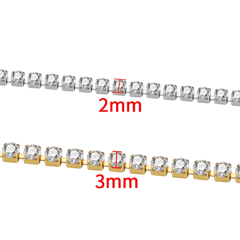 1Meters Fashion Stainless Steel 2mm 3mm 4mmDiamond Claw Chains Jewelry Making Supplies Accessories DIY Shining Necklace Bracelet