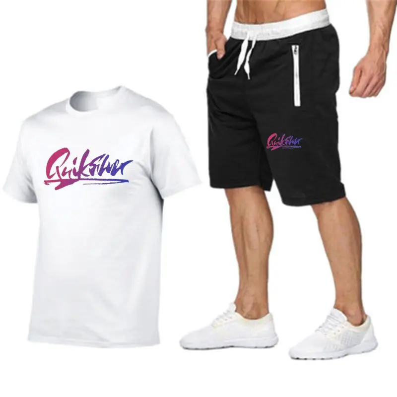 2023 QUIKSILVER Men's shirt sports suit two-piece men's casual fitness sports suit short-sleeved T-shirt+shorts men's casual spo