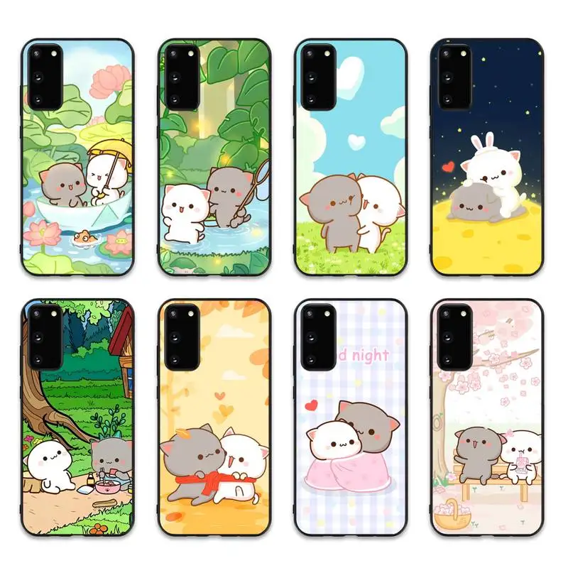 

Peach Cat Phone Case for Samsung S10 21 20 9 8 plus lite S20 UlTRA 7edge