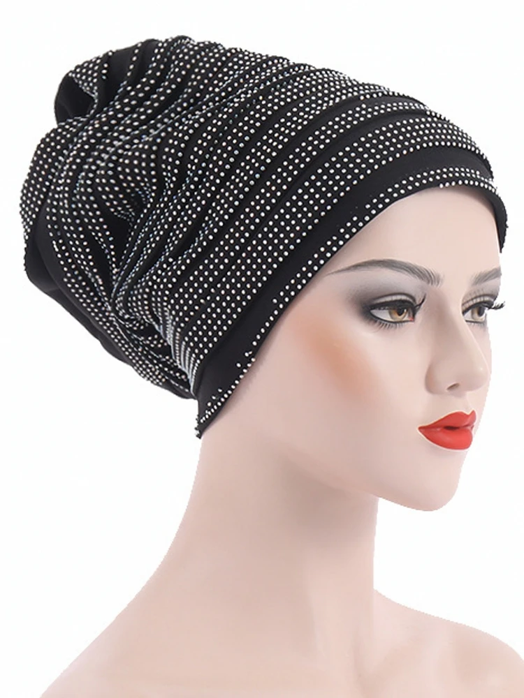 

2022 Female Turban Caps Cross Ready To Wear Headscarf Bonnet Arab Head Wraps African Women Braid Turbans Auto Gele Headties