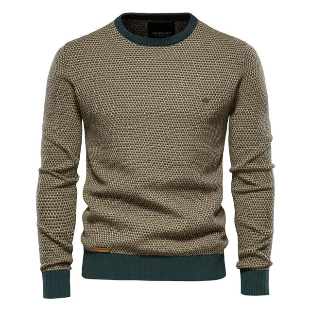 Cotton Loose Pullovers Sweater Men Casual Warm Quality Spliced Mens Knitted Sweater Winter Fashion Sweaters for Men