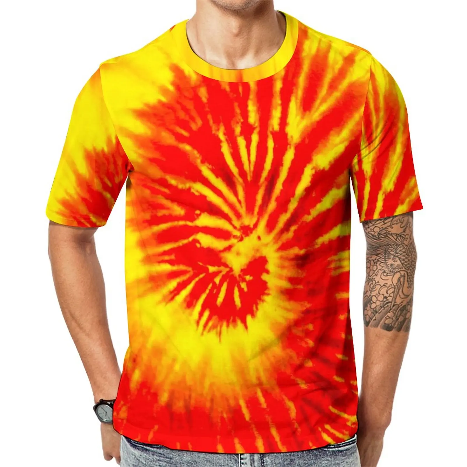 

Tie Dye Pattern T Shirt Abstract Print EMO T-Shirts O Neck Harajuku Tee Shirt Summer Men Design Clothing Plus Size 6XL