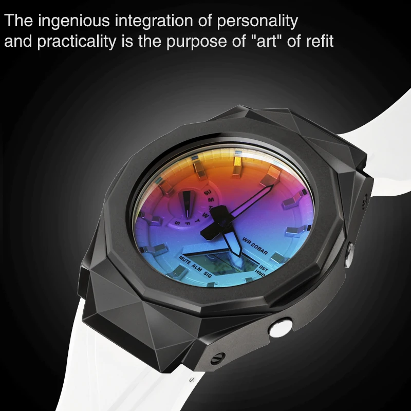 Stainless Steel Geometry GA2100 GA2110 Refit Mod Kit For Casioak Watch Metal Case Rubber Strap Band With Modification Tools