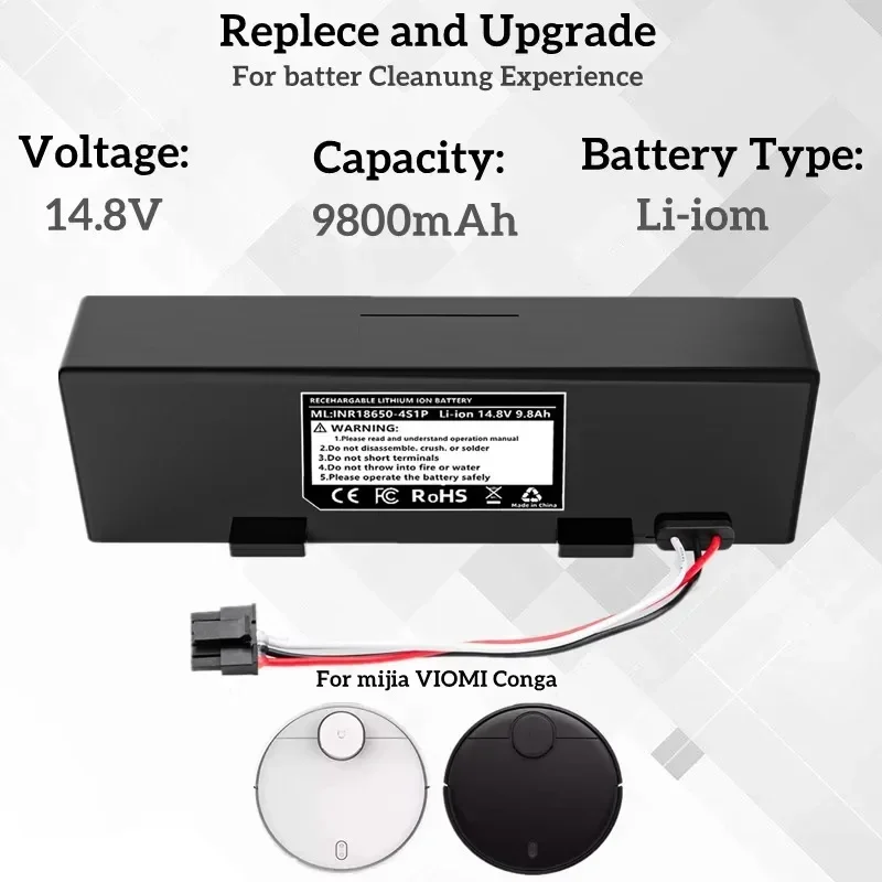 Оригинальный робот Akku Viomi V3 V2 Pro VRVCLMB21B MVVC01-JG STYTJ02YM Staubsauger 14 8 В 9800 мАч