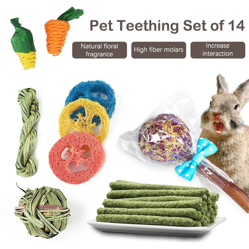 

Rabbit Chewing Toys Molar Toys Natural Hay Sticks Hamster Teeth Training Kit Chinchilla Rat Gerbil Bunny Teeth Cleaning Toys