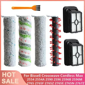 For Bissell Crosswave Cordless Max Series 2554 2590 2596 2596B 2596M 2765 Main Brush HEPA Filter Wet Dry Vacuum Cleaner Parts