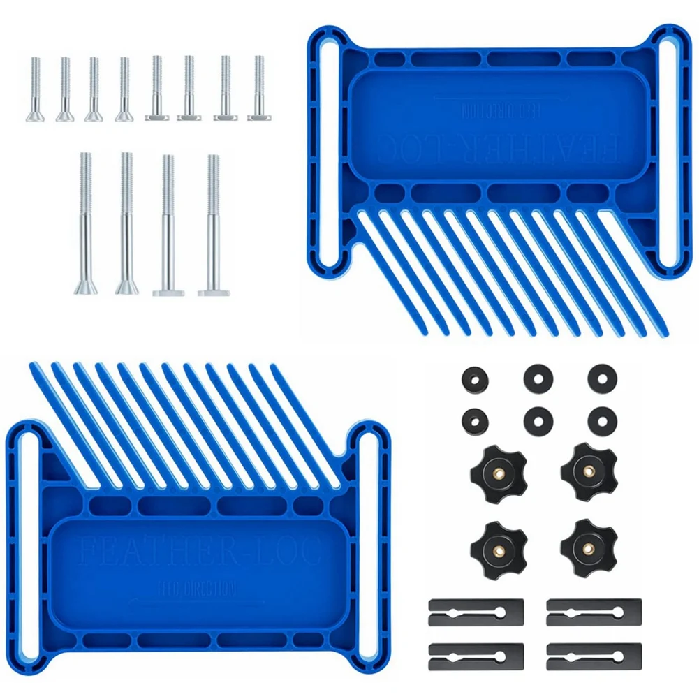 

2Pcs Adjustable Woodworking Tools Feather Board for Table Saws Router Tables & Band Saw with T-Slots Miter Slots-Blue