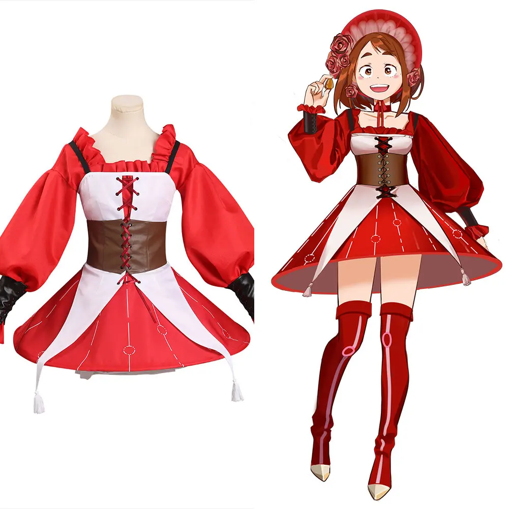 

My Hero Academia OCHACO URARAKA Cosplay Costume Red Dress Outfits Halloween Carnival Suit