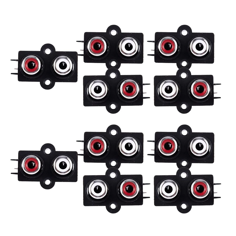 

10Pcs PCB Mount 2 Position Stereo Audio Video Jack RCA Female Connector