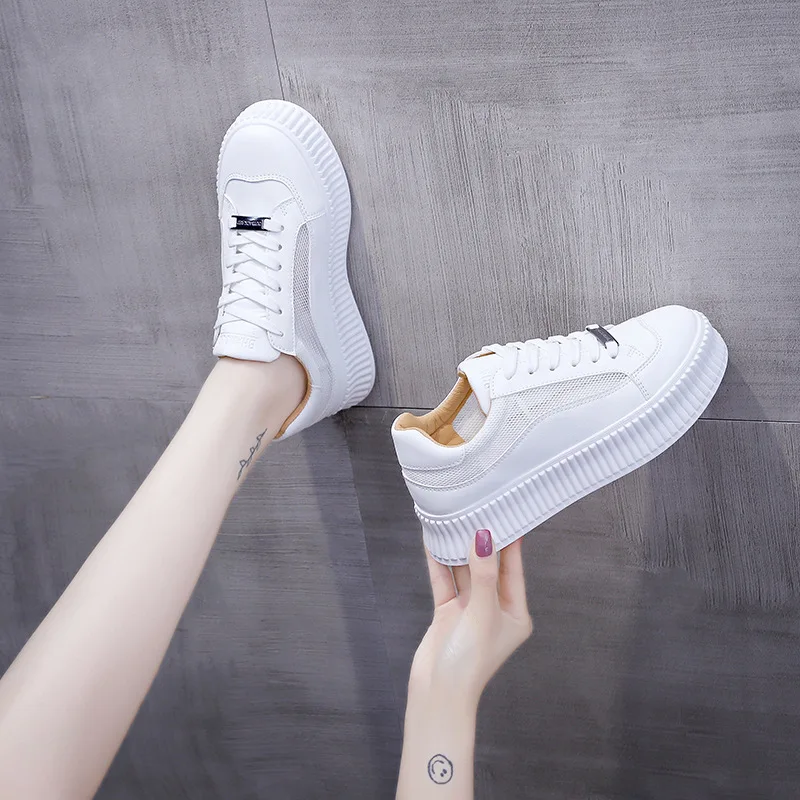 

White Shoes Women 2022 Spring Running Shoes Woman Vulcanize Shoes Slip on Trainers Women Fashion Platform Sneakers Women Flats