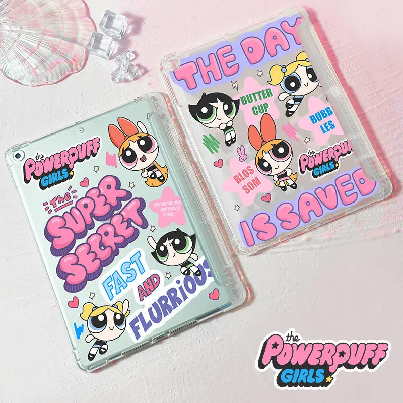 

Bandai The Powerpuff Girls Case for iPad Pro 2021/20/18 11inch Cartoon Clear Cover for iPad Air 5/4 Mini 6/5 Magnetic Back Cover