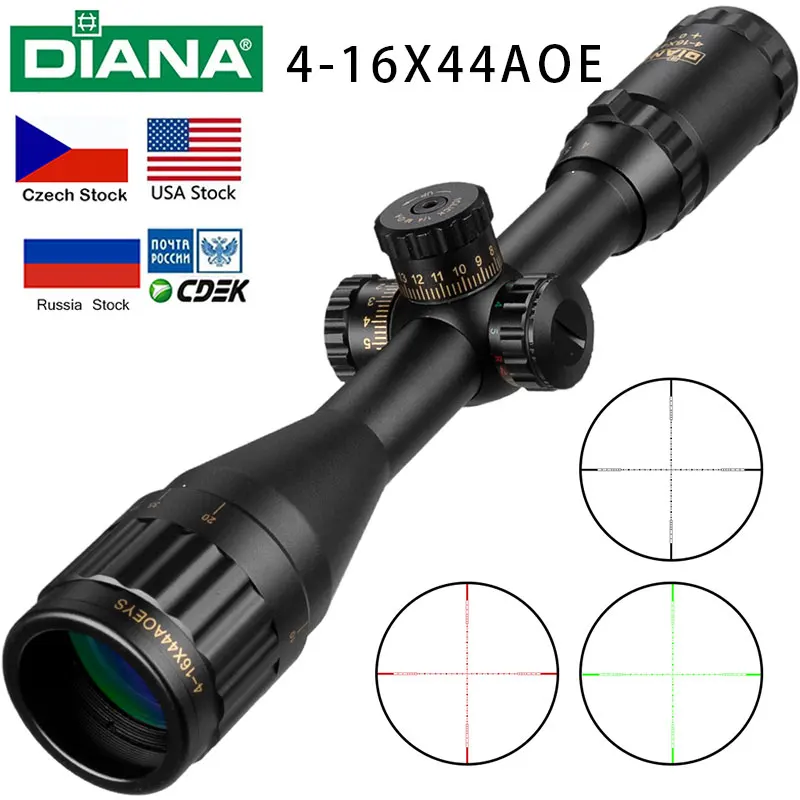 DIANA 4-16x44 ST Tactical Optic Sight Green Red Illuminated Riflescope Hunting Rifle Scope Sniper Airsoft Air Guns