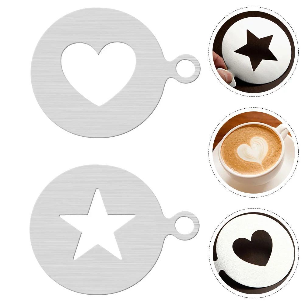 

2 Pcs Barista Template Chocolate Set Coffee Stencils Nativity Decor Baking Latte Templates Star Heart Shape