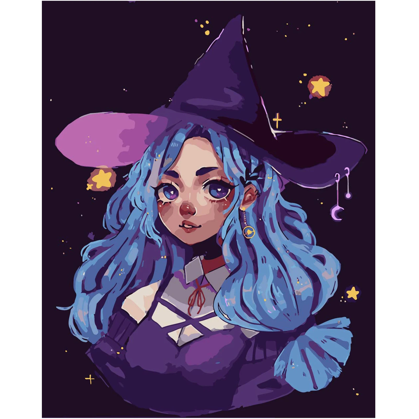 

tapb DIY Painting By Numbers Cartoon Magic Girls Oil Coloring By Numbers Adults For Handpainted On Canvas Home Wall Art Decor