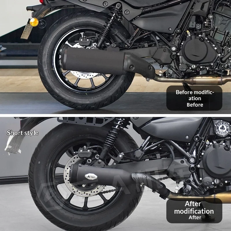 Фото 【Премиум-класс】Для модификации Kawasaki Eliminator 500, выхлопная труба с одним патрубком, задняя/средняя секция, правая сторона. №5